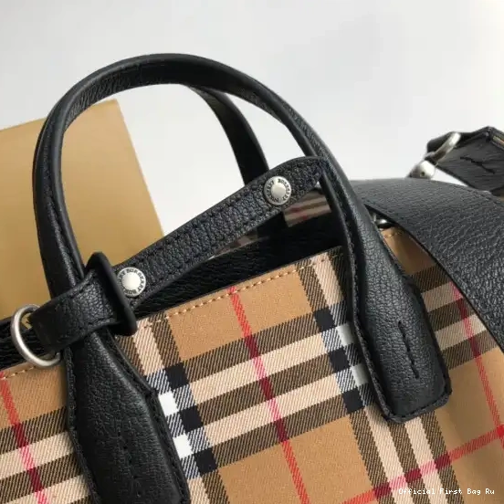Official FirstBag Ru Check BURBERRY Medium Bowling Bag-30*15*21CM 0504